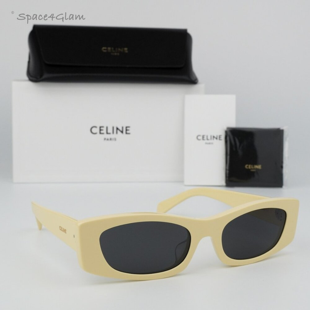 BRAND NEW Celine CL40245U 39A Solid Beige Smoke Geometric Unisex Sunglasses